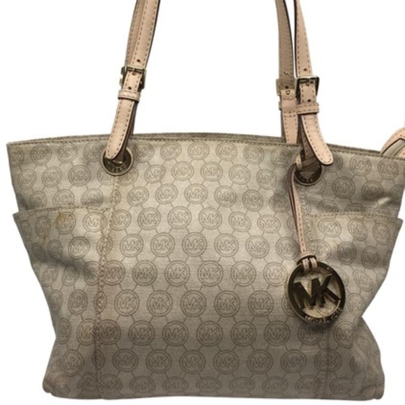 Michael Kors Handbags - Michael Kors Large Coated Canvas Brown Tote Bag